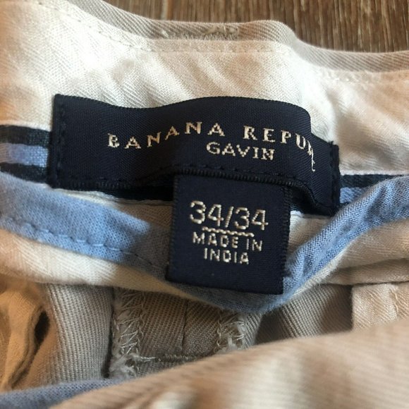 Banana Republic Gavin Chino Slacks Pants 34/34 Men's Khaki Brown Tan - Picture 3 of 11
